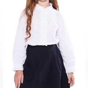 Solocote Girls Collarless Ruffle Blouse